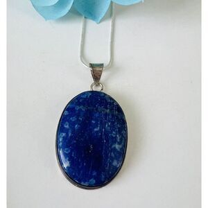 925 Sterling Silver Blue Lapis Lazuli Necklace Handmade Gemstone womens Jewelry